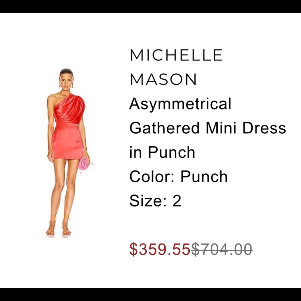 MICHELLE MASON Asymmetrical Gathered Mini Dress